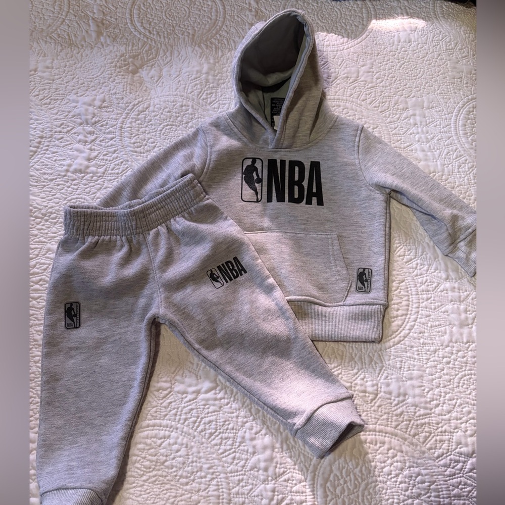 NBA baby Gray Sweatpants and Hoodie Set
